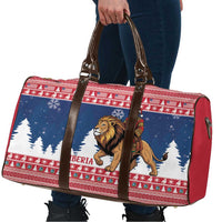 Liberia Christmas Travel Bag Black Santa Riding Lion - Merry Christmas - Wonder Print Shop