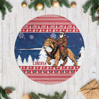 Liberia Christmas Tree Skirt Black Santa Riding Lion - Merry Christmas - Wonder Print Shop