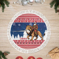 Liberia Christmas Tree Skirt Black Santa Riding Lion - Merry Christmas - Wonder Print Shop