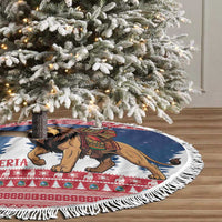 Liberia Christmas Tree Skirt Black Santa Riding Lion - Merry Christmas - Wonder Print Shop