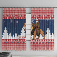 Liberia Christmas Window Curtain Black Santa Riding Lion - Merry Christmas - Wonder Print Shop