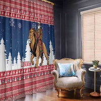 Liberia Christmas Window Curtain Black Santa Riding Lion - Merry Christmas - Wonder Print Shop
