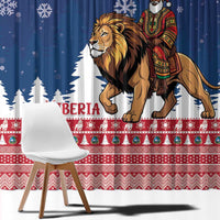Liberia Christmas Window Curtain Black Santa Riding Lion - Merry Christmas - Wonder Print Shop