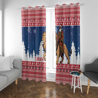 Liberia Christmas Window Curtain Black Santa Riding Lion - Merry Christmas - Wonder Print Shop