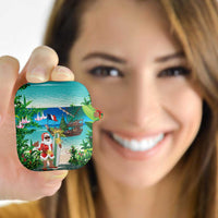 Mayotte Christmas AirPods Case Santa Chill on Tropical Beach - Wonder Print Shop