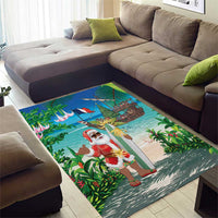 Mayotte Christmas Area Rug Santa Chill on Tropical Beach - Wonder Print Shop