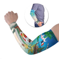 Mayotte Christmas Arm Sleeves Santa Chill on Tropical Beach - Wonder Print Shop