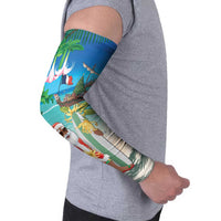 Mayotte Christmas Arm Sleeves Santa Chill on Tropical Beach - Wonder Print Shop