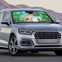 Mayotte Christmas Auto Sun Shade Santa Chill on Tropical Beach - Wonder Print Shop