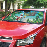 Mayotte Christmas Auto Sun Shade Santa Chill on Tropical Beach - Wonder Print Shop