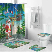 Mayotte Christmas Bathroom Set Santa Chill on Tropical Beach - Wonder Print Shop