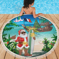 Mayotte Christmas Beach Blanket Santa Chill on Tropical Beach - Wonder Print Shop