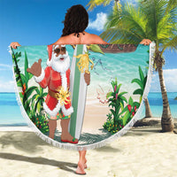 Mayotte Christmas Beach Blanket Santa Chill on Tropical Beach - Wonder Print Shop
