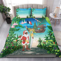 Mayotte Christmas Bedding Set Santa Chill on Tropical Beach - Wonder Print Shop