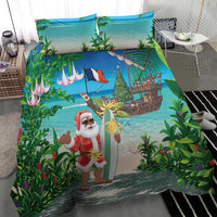 Mayotte Christmas Bedding Set Santa Chill on Tropical Beach - Wonder Print Shop