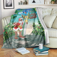 Mayotte Christmas Blanket Santa Chill on Tropical Beach - Wonder Print Shop