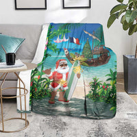 Mayotte Christmas Blanket Santa Chill on Tropical Beach - Wonder Print Shop