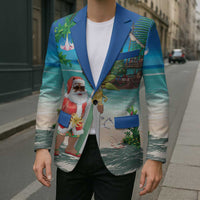 Mayotte Christmas Blazer Santa Chill on Tropical Beach - Wonder Print Shop