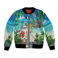 Mayotte Christmas Bomber Jacket Santa Chill on Tropical Beach - Wonder Print Shop