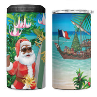 Mayotte Christmas 4 in 1 Can Cooler Tumbler Santa Chill on Tropical Beach - Wonder Print Shop
