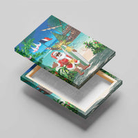 Mayotte Christmas Canvas Wall Art Santa Chill on Tropical Beach - Wonder Print Shop