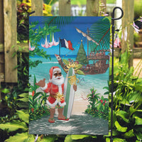 Mayotte Christmas Garden Flag Santa Chill on Tropical Beach - Wonder Print Shop