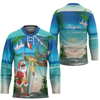 Mayotte Christmas Hockey Jersey Santa Chill on Tropical Beach - Wonder Print Shop