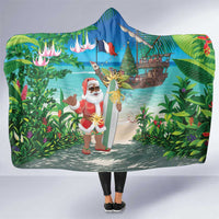 Mayotte Christmas Hooded Blanket Santa Chill on Tropical Beach - Wonder Print Shop
