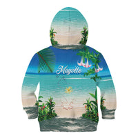 Mayotte Christmas Kid Hoodie Santa Chill on Tropical Beach - Wonder Print Shop
