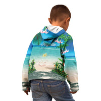 Mayotte Christmas Kid Hoodie Santa Chill on Tropical Beach - Wonder Print Shop