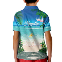 Mayotte Christmas Kid Polo Shirt Santa Chill on Tropical Beach - Wonder Print Shop