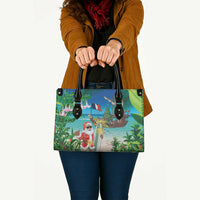 Mayotte Christmas Leather Bag Santa Chill on Tropical Beach - Wonder Print Shop