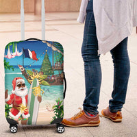 Mayotte Christmas Luggage Cover Santa Chill on Tropical Beach - Wonder Print Shop