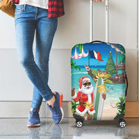 Mayotte Christmas Luggage Cover Santa Chill on Tropical Beach - Wonder Print Shop