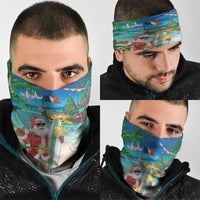Mayotte Christmas Neck Gaiter Santa Chill on Tropical Beach - Wonder Print Shop