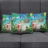 Mayotte Christmas Pillow Cover Santa Chill on Tropical Beach - Wonder Print Shop