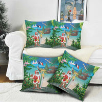 Mayotte Christmas Pillow Cover Santa Chill on Tropical Beach - Wonder Print Shop