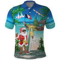 Mayotte Christmas Polo Shirt Santa Chill on Tropical Beach - Wonder Print Shop