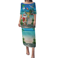 Mayotte Christmas Puletasi Santa Chill on Tropical Beach - Wonder Print Shop