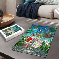 Mayotte Christmas Puzzle Santa Chill on Tropical Beach - Wonder Print Shop
