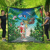 Mayotte Christmas Quilt Santa Chill on Tropical Beach - Wonder Print Shop
