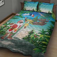Mayotte Christmas Quilt Bed Set Santa Chill on Tropical Beach - Wonder Print Shop