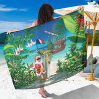 Mayotte Christmas Sarong Santa Chill on Tropical Beach - Wonder Print Shop