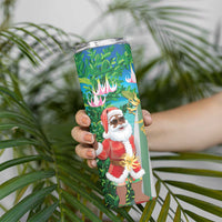 Mayotte Christmas Skinny Tumbler Santa Chill on Tropical Beach - Wonder Print Shop