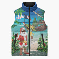 Mayotte Christmas Sleeveless Puffer Jacket Santa Chill on Tropical Beach - Wonder Print Shop