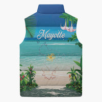 Mayotte Christmas Sleeveless Puffer Jacket Santa Chill on Tropical Beach - Wonder Print Shop