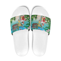 Mayotte Christmas Slide Sandals Santa Chill on Tropical Beach - Wonder Print Shop