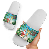 Mayotte Christmas Slide Sandals Santa Chill on Tropical Beach - Wonder Print Shop