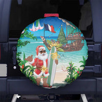 Mayotte Christmas Spare Tire Cover Santa Chill on Tropical Beach - Wonder Print Shop
