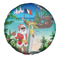 Mayotte Christmas Spare Tire Cover Santa Chill on Tropical Beach - Wonder Print Shop